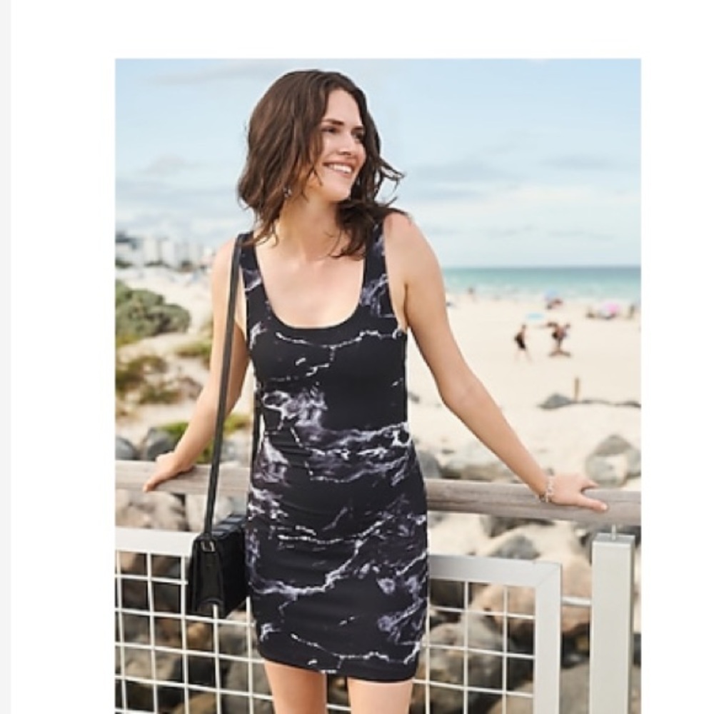 Express body contour Marble Print Scoop Neck Mini Sheath Dress Size Small